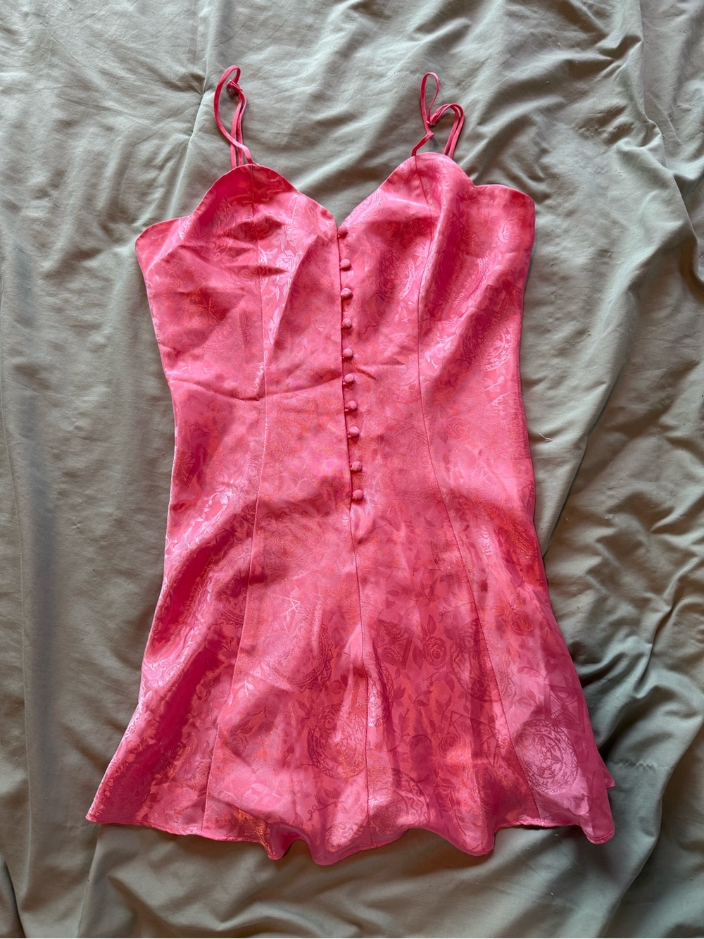 Victoria's Secret Hot Pink Satin Button-Front Slip